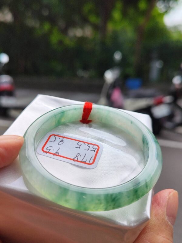 冰玻起膠飄綠花正圈手鐲