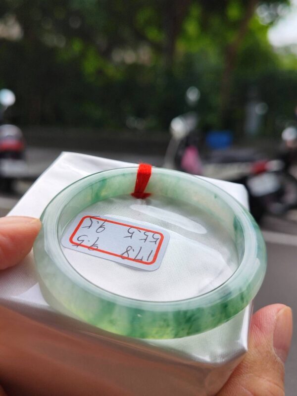 冰玻起膠飄綠花正圈手鐲