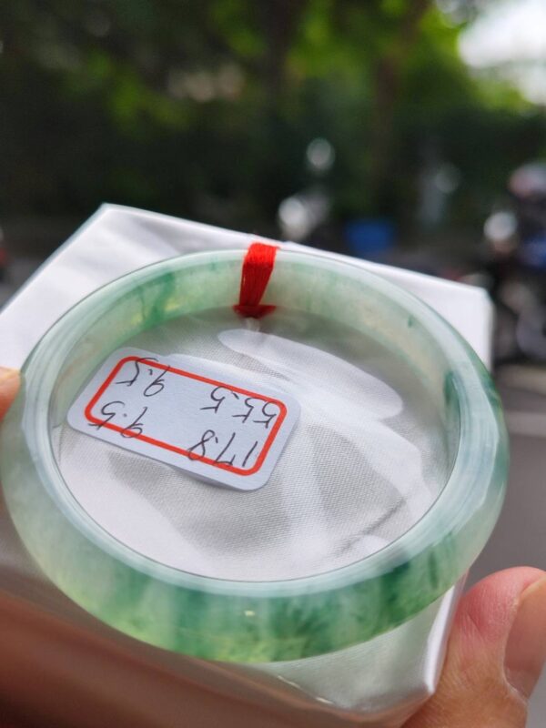 冰玻起膠飄綠花正圈手鐲