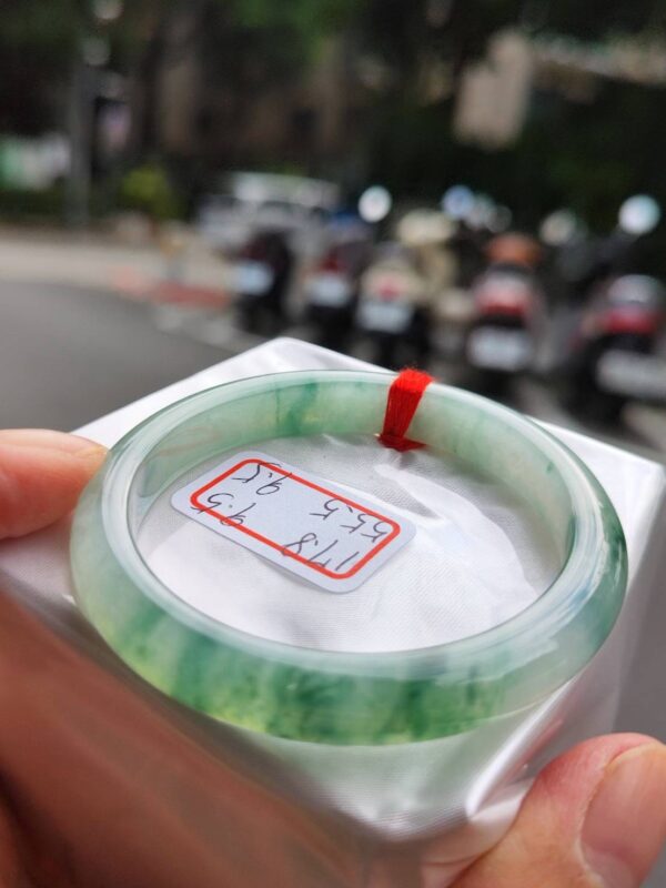 冰玻起膠飄綠花正圈手鐲