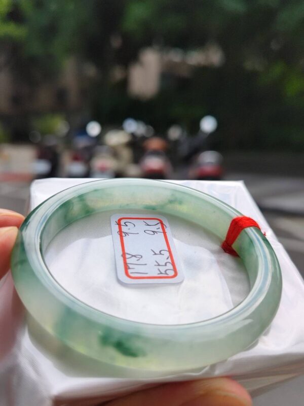 冰玻起膠飄綠花正圈手鐲