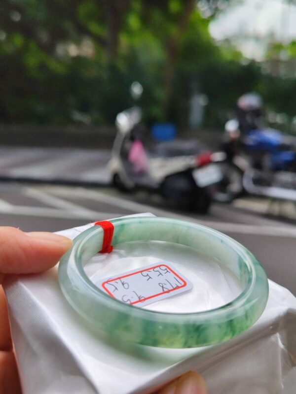 冰玻起膠飄綠花正圈手鐲