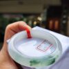 頂級放光玻璃種飄綠花正圈超厚庄手鐲