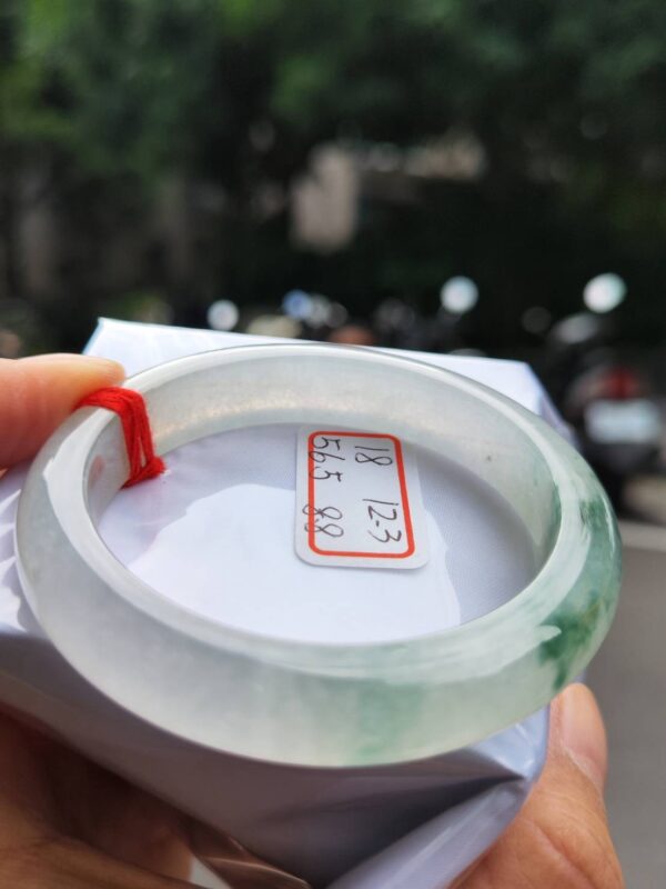 頂級放光玻璃種飄綠花正圈超厚庄手鐲
