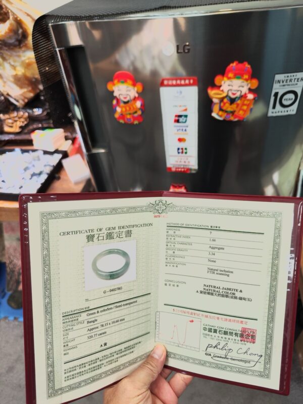 頂級放光玻璃種飄綠花正圈圓骨手鐲