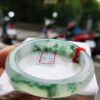 頂級放光玻璃種飄綠花正圈厚庄手鐲