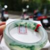 頂級放光玻璃種飄綠花正圈厚庄手鐲