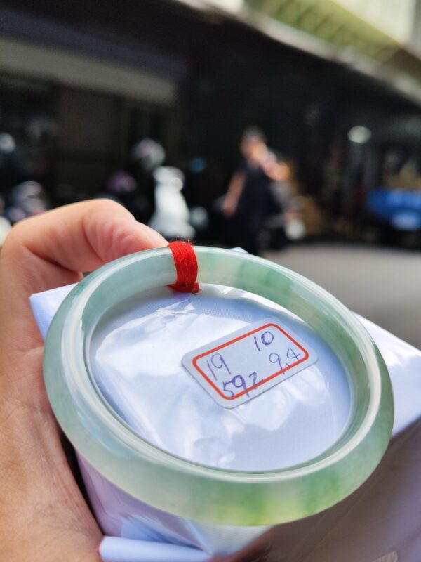 冰透起膠飄綠花正圈圓骨手鐲