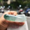 頂級放光玻璃種飄綠花正圈寬版手鐲