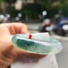 頂級放光玻璃種飄綠花正圈寬版手鐲