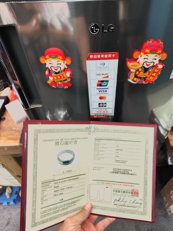頂級放光玻璃種飄綠花正圈寬版手鐲