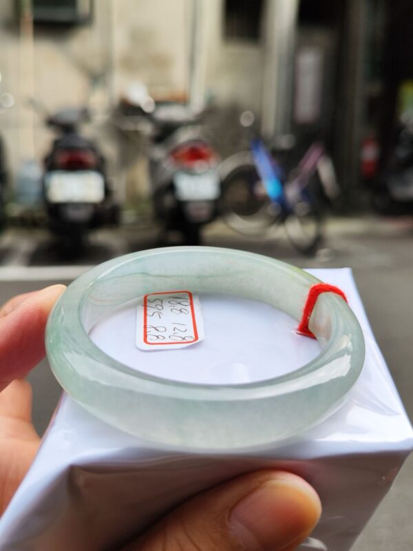 頂級放光玻璃種飄綠花正圈厚庄手鐲