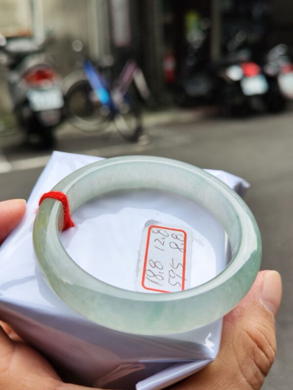 頂級放光玻璃種飄綠花正圈厚庄手鐲