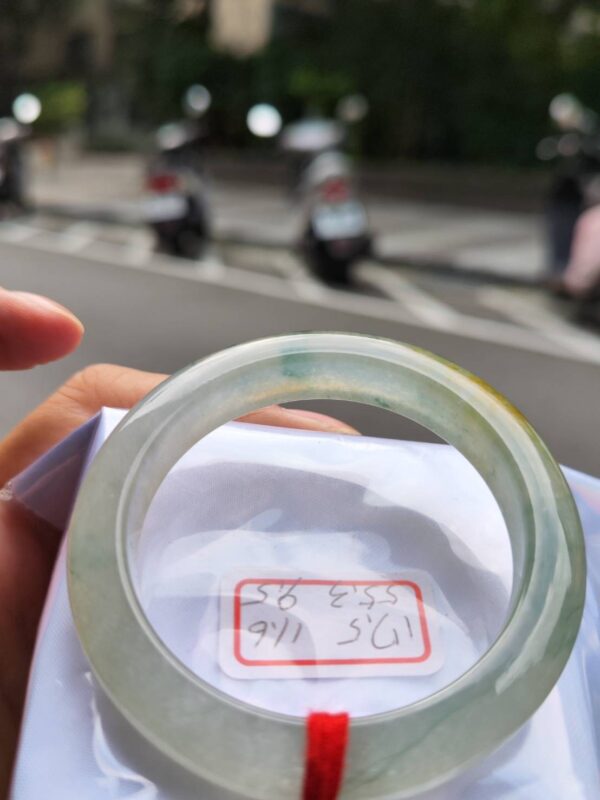 頂級放光玻璃種蜜黃飄綠花正圈厚庄手鐲
