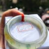 頂級放光玻璃種蜜黃飄綠花正圈厚庄手鐲