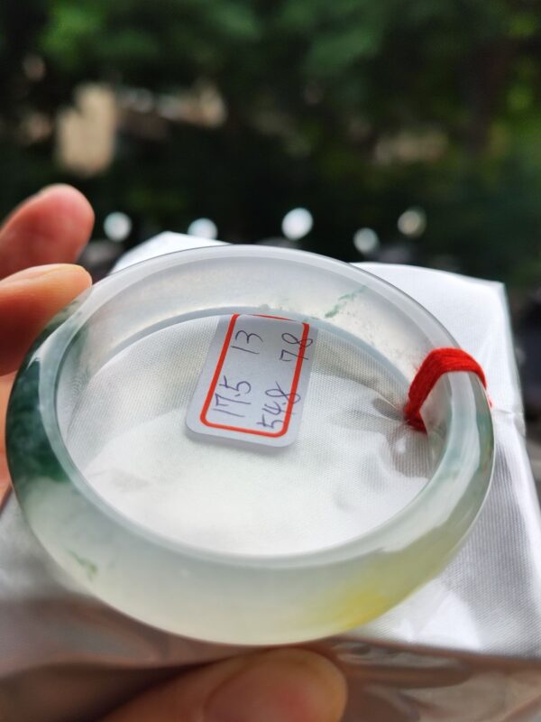 頂級放光玻璃種蜜黃飄花正圈手鐲