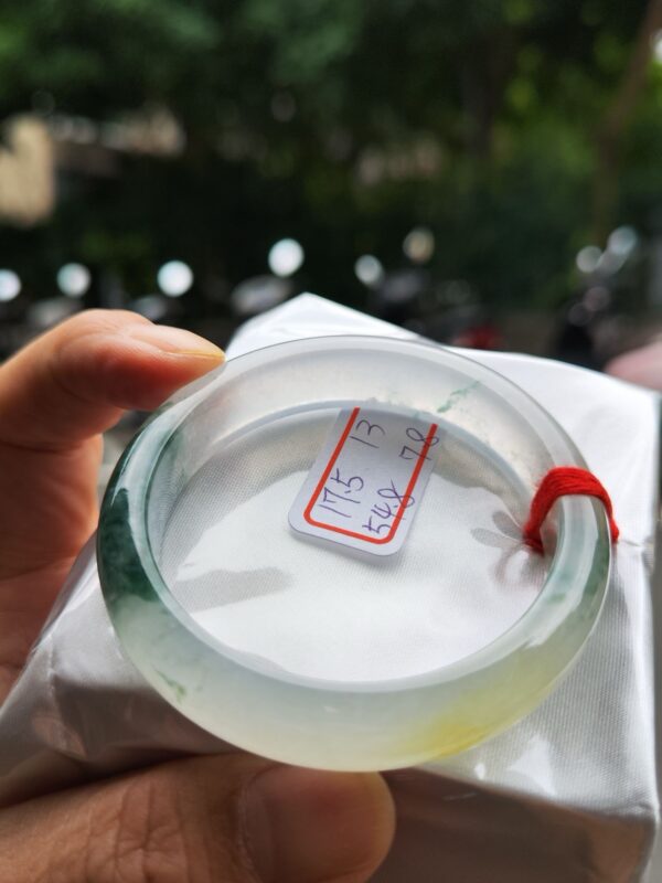 頂級放光玻璃種蜜黃飄花正圈手鐲