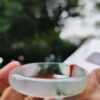 頂級放光玻璃種蜜黃飄花正圈手鐲