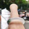 頂級放光玻璃種蜜黃飄花正圈手鐲
