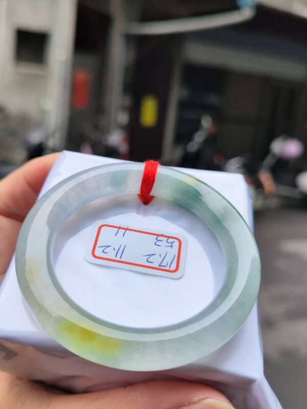 ~~ 頂級放光玻璃種三彩飄花正圈胖胖鐲 ~~