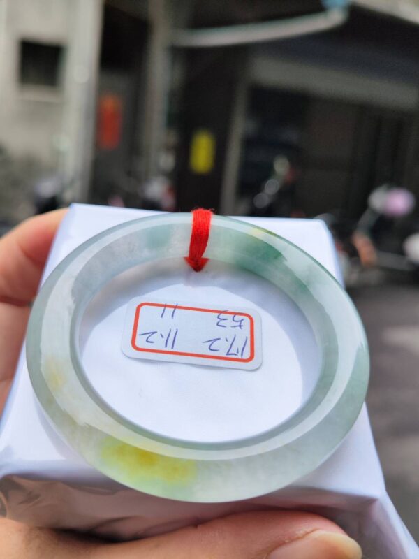 ~~ 頂級放光玻璃種三彩飄花正圈胖胖鐲 ~~