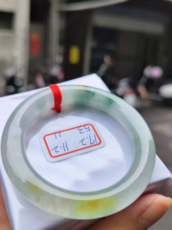 ~~ 頂級放光玻璃種三彩飄花正圈胖胖鐲 ~~