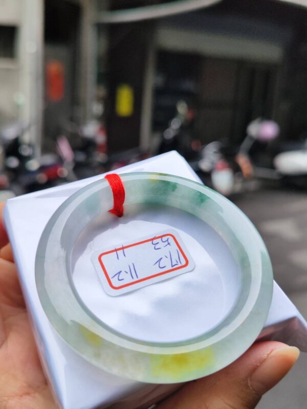 ~~ 頂級放光玻璃種三彩飄花正圈胖胖鐲 ~~