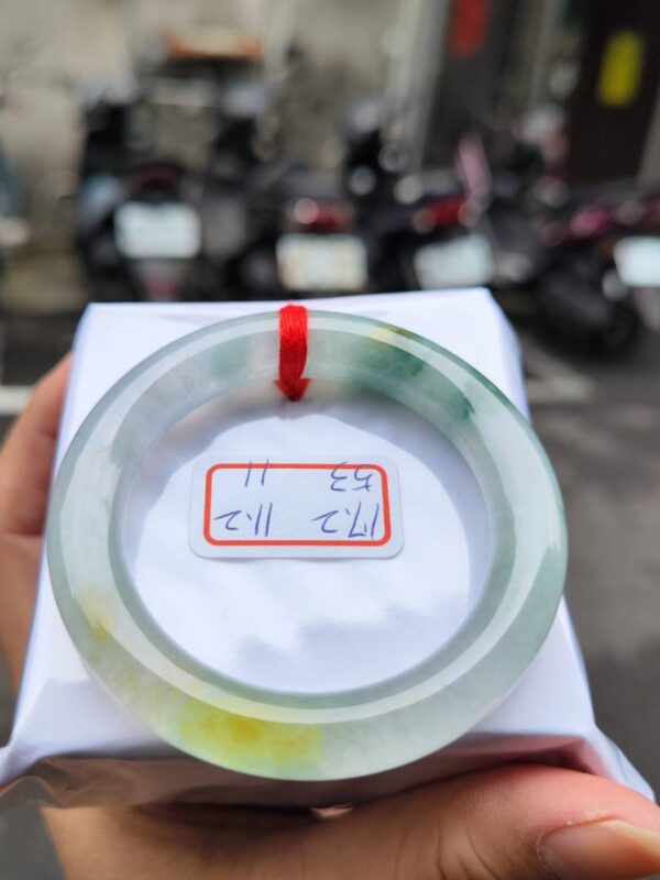 ~~ 頂級放光玻璃種三彩飄花正圈胖胖鐲 ~~
