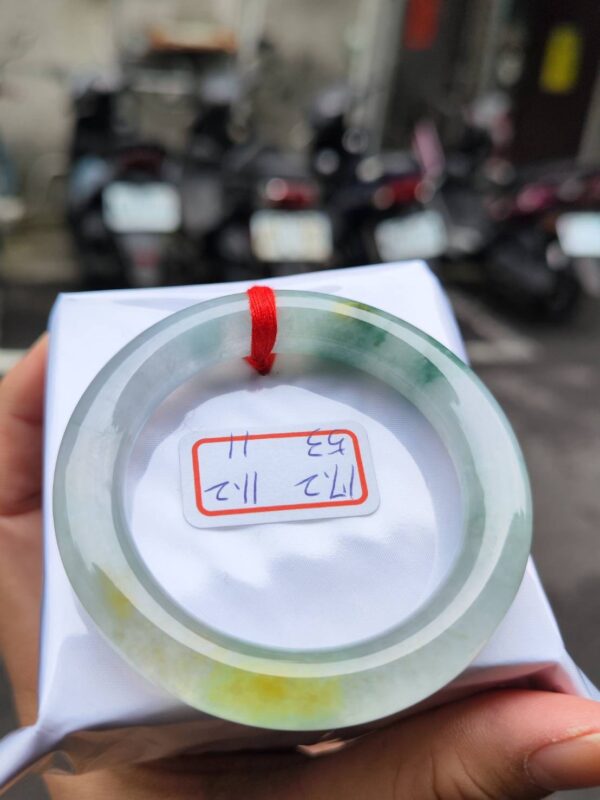 ~~ 頂級放光玻璃種三彩飄花正圈胖胖鐲 ~~