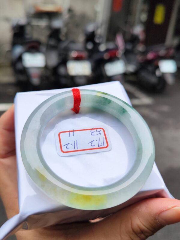 ~~ 頂級放光玻璃種三彩飄花正圈胖胖鐲 ~~