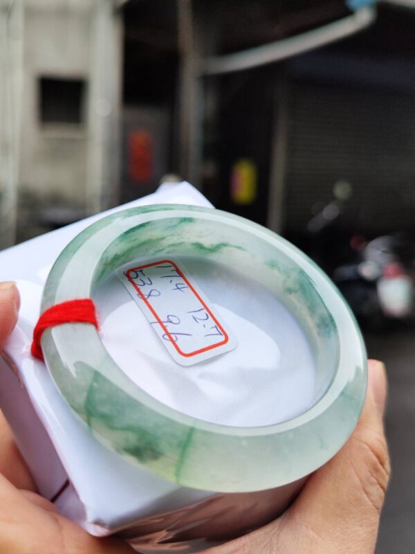頂級放光玻璃種飄花正圈超級厚庄手鐲