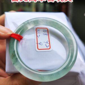 放光玻璃種飄綠花正圈圓骨手鐲