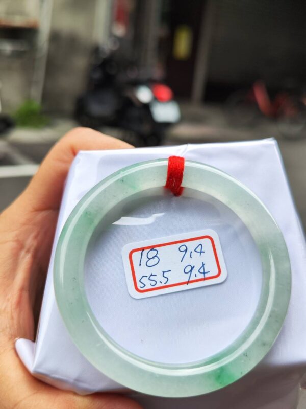 放光玻璃種飄綠花正圈手鐲