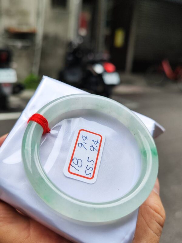 放光玻璃種飄綠花正圈手鐲