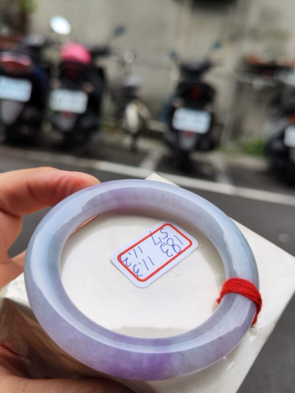 天然緬甸玉A貨 濃豔紫羅蘭正圈圓骨手鐲