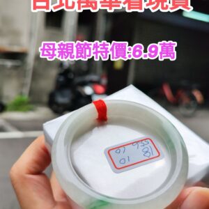 天然緬甸玉A貨 (( 冰種))飄綠正圈圓骨手鐲