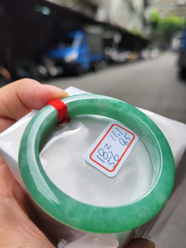 天然緬甸玉A貨 滿陽綠正圈手鐲
