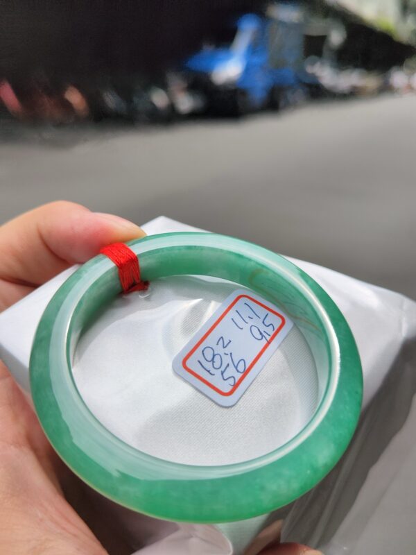 天然緬甸玉A貨 滿陽綠正圈手鐲