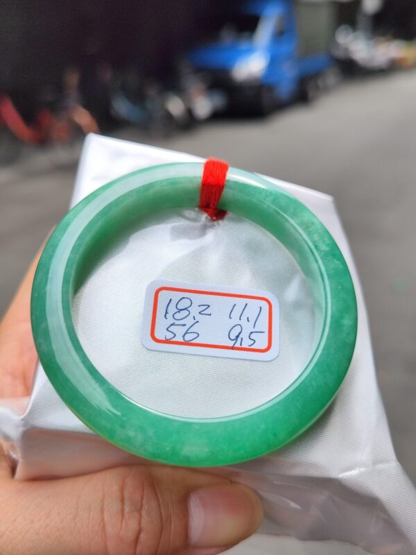 天然緬甸玉A貨 滿陽綠正圈手鐲