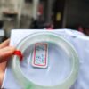 天然緬甸玉A貨 放光玻璃種飄綠花正圈厚庄手鐲