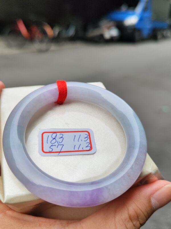 天然緬甸玉A貨 濃豔紫羅蘭正圈圓骨手鐲