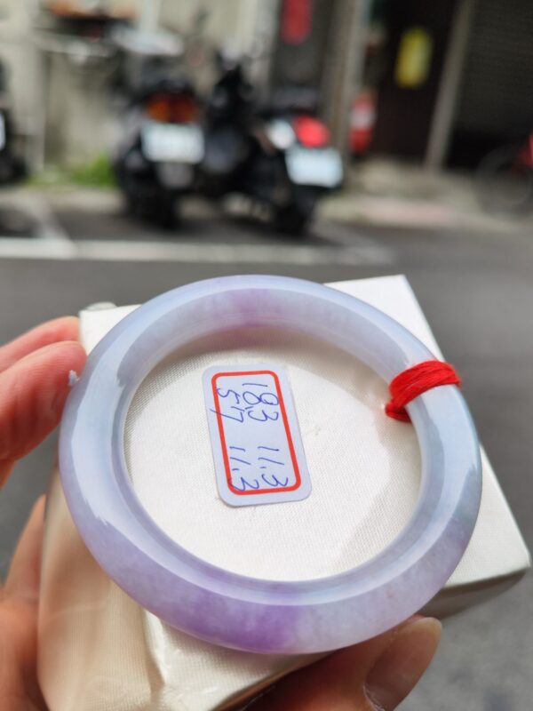天然緬甸玉A貨 濃豔紫羅蘭正圈圓骨手鐲