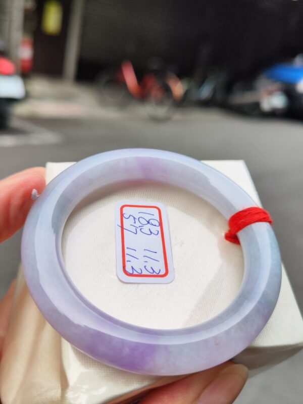 天然緬甸玉A貨 濃豔紫羅蘭正圈圓骨手鐲