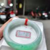 天然緬甸玉A貨 飄綠花正圈厚庄手鐲