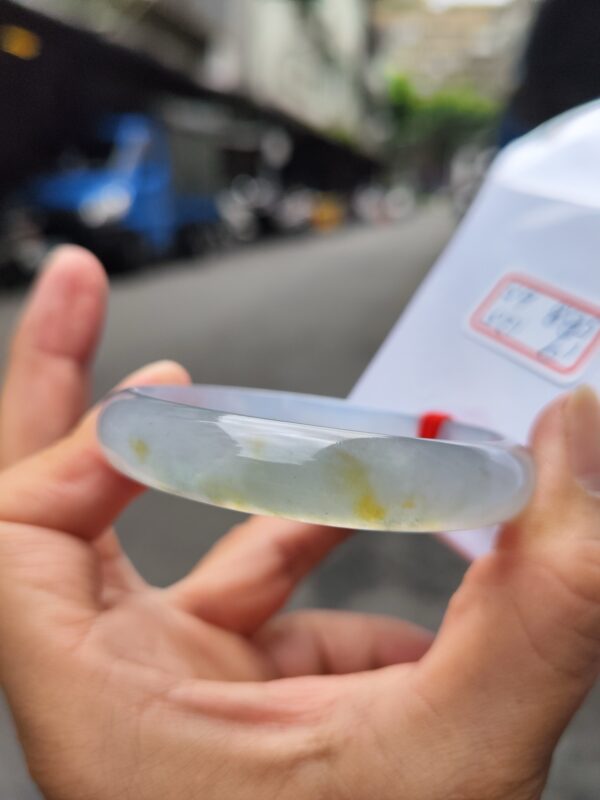 天然緬甸玉A貨 放光玻璃種飄蜜黃正圈手鐲