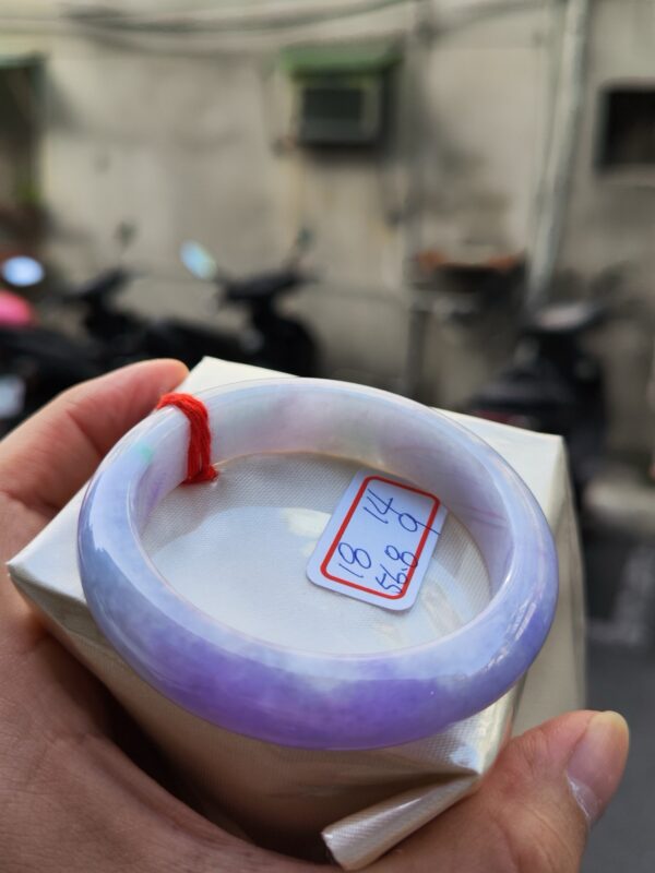 天然緬甸玉A貨 濃豔紫羅蘭春彩正圈厚庄手鐲