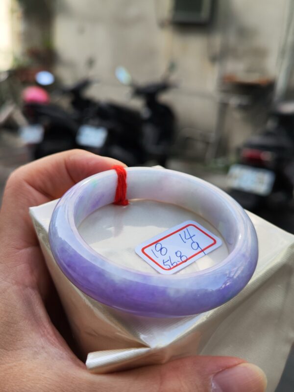 天然緬甸玉A貨 濃豔紫羅蘭春彩正圈厚庄手鐲