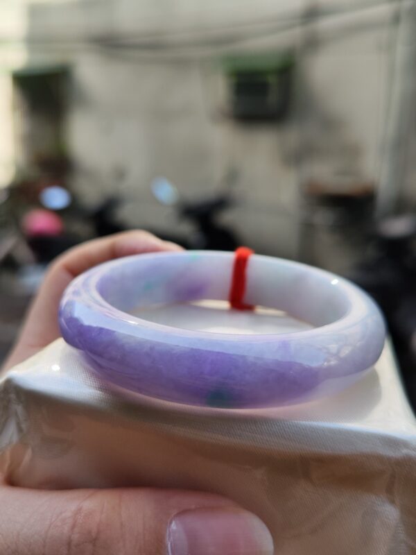 天然緬甸玉A貨 濃豔紫羅蘭春彩正圈厚庄手鐲