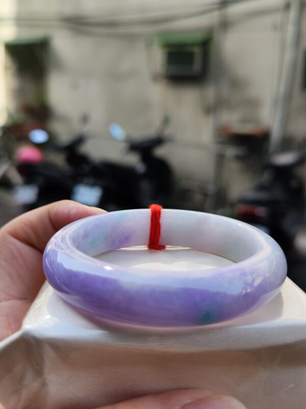 天然緬甸玉A貨 濃豔紫羅蘭春彩正圈厚庄手鐲