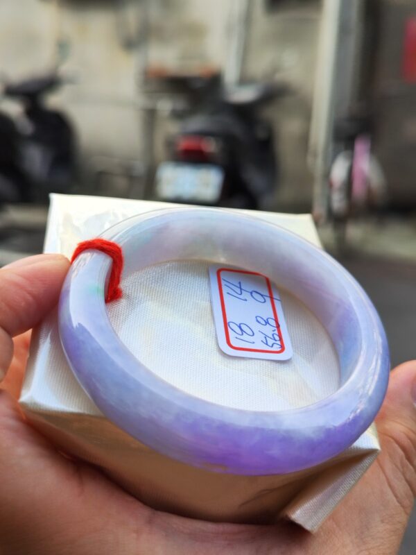 天然緬甸玉A貨 濃豔紫羅蘭春彩正圈厚庄手鐲